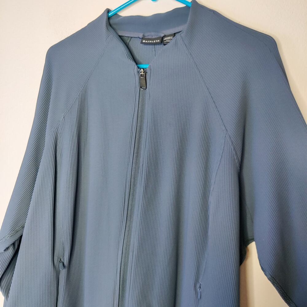 Athleta Slate Blue Full-Zip Ribbed Jacket - Picture 4 of 11